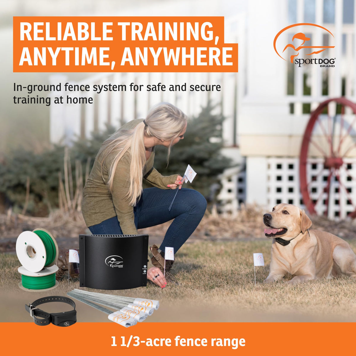 SportDOG Brand Rechargeable In-Ground Fence Systems – from the Parent Company of INVISIBLE FENCE Brand - Underground Wire Electric Fence - Tone, Vibration, & Static - 100 Acre Capability