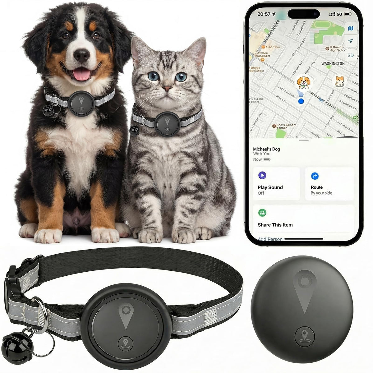 GPS Pet Tracker Collar with Real-Time Location Tracking