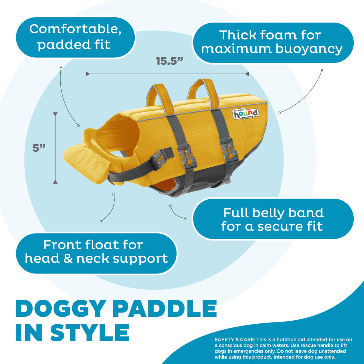 Outward Hound Granby Splash Dog Life Jacket, Medium
