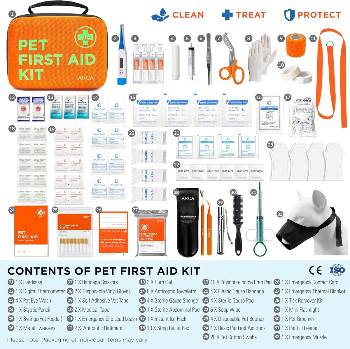 ARCA PET Cat & Dog First Aid Kit for Home and Travel