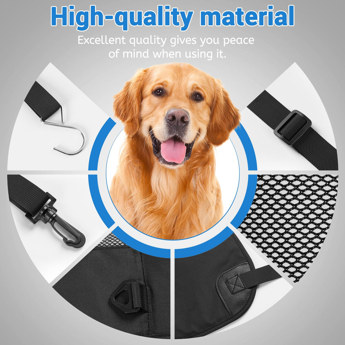 Wellbro Padded Dog Car Backseat Barrier with Mesh Windows