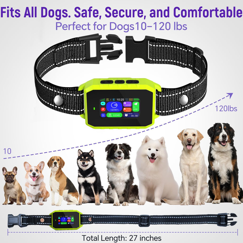 RAINLEOTI GPS Wireless Dog Fence & Remote Training Collar, Free APP Control, No Subscription Fee, Adjustable GPS Boundary for Dogs 10-120 lbs