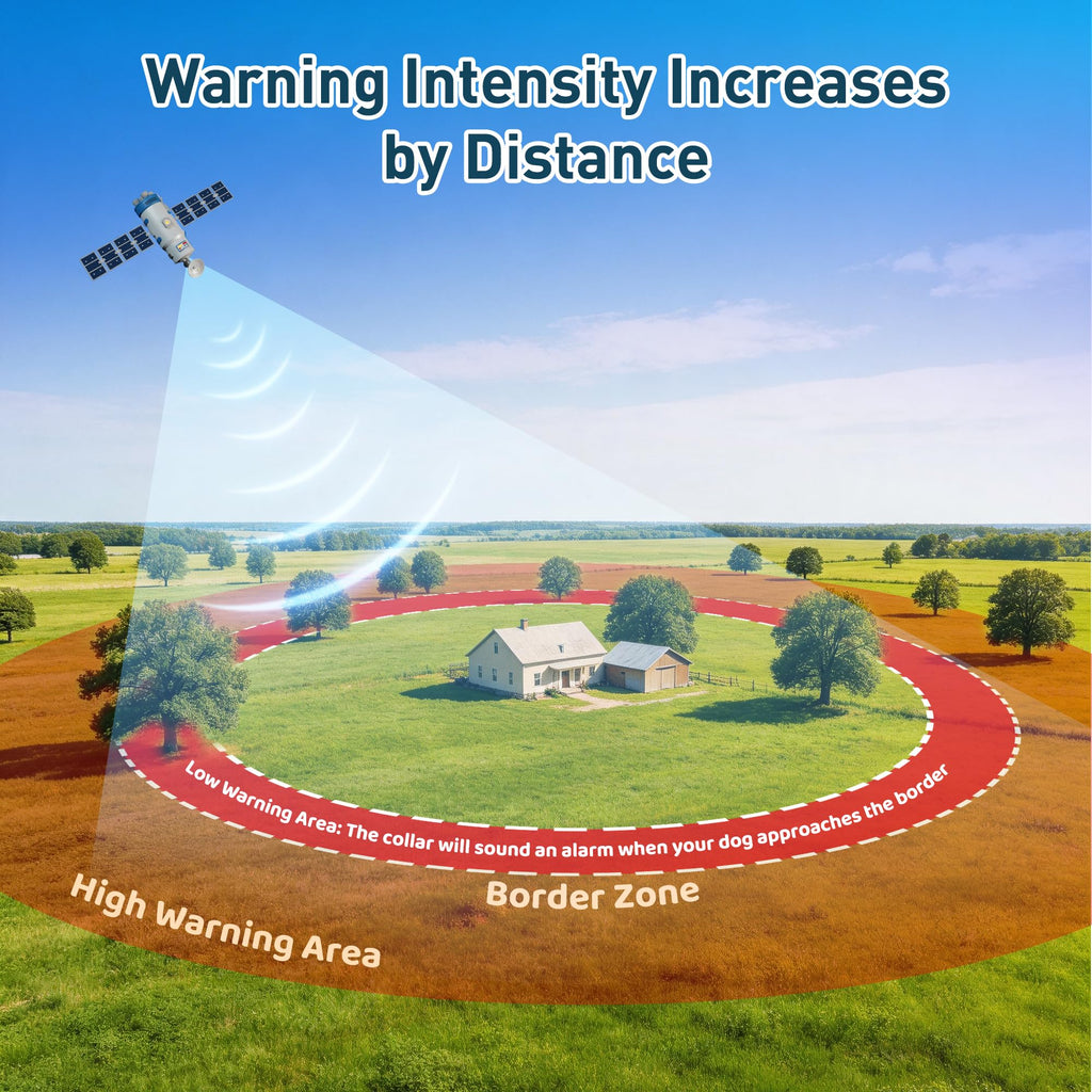 PUPKIDS GPS Wireless Dog Collar Fence - Adjustable Training Collar Warning Strength Radius Up to 33-9999 Yards